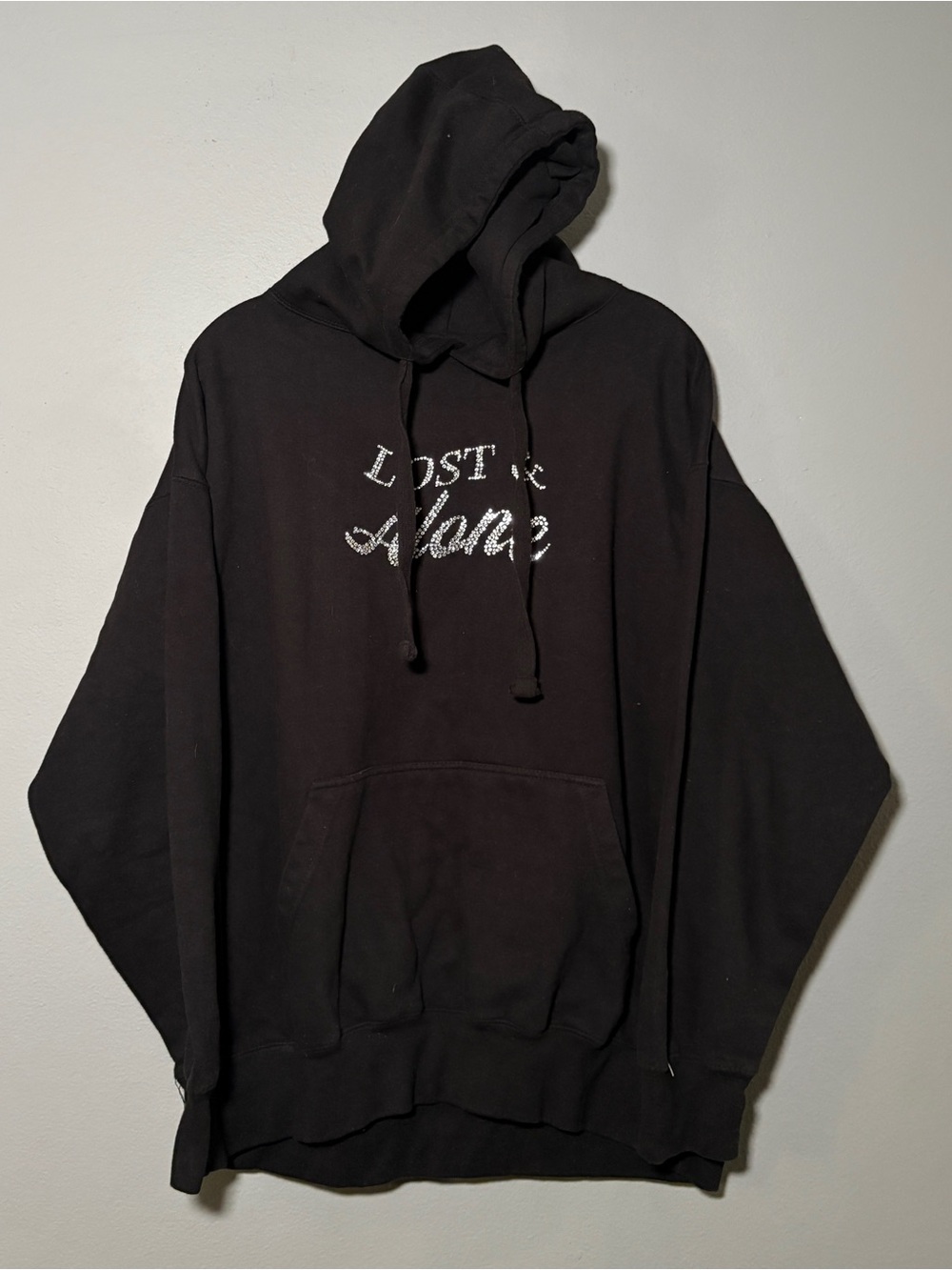 Yours Clothing Black Hooded Sweatshirt with Silver Script